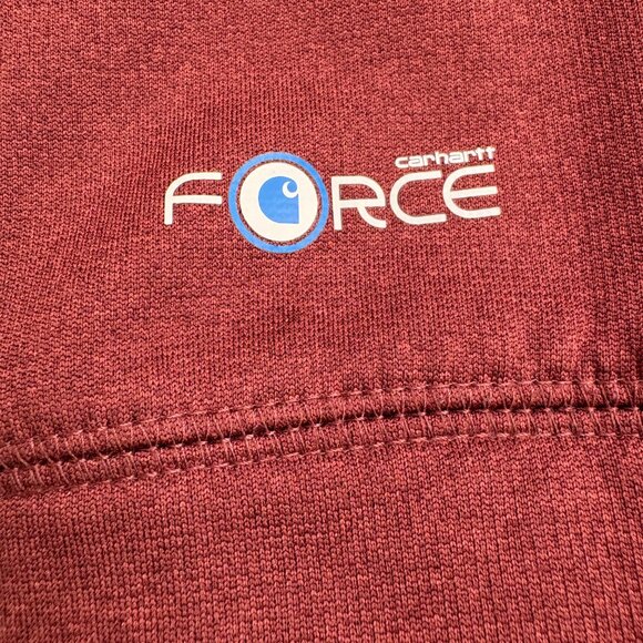 Carhartt Force Relaxed Fit Maroon Logo Hoodie Sweatshirt - Picture 6 of 9